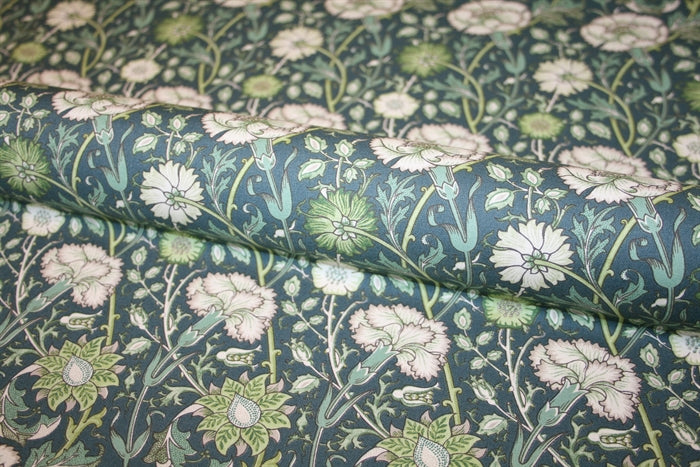 William Morris 'Mini Pink & Rose Marine' Bomuld