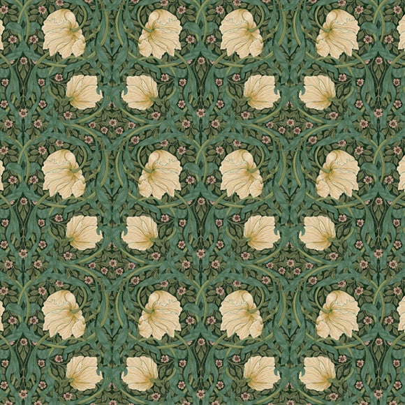 William Morris 'Small Pimpernel Green' Bomuld