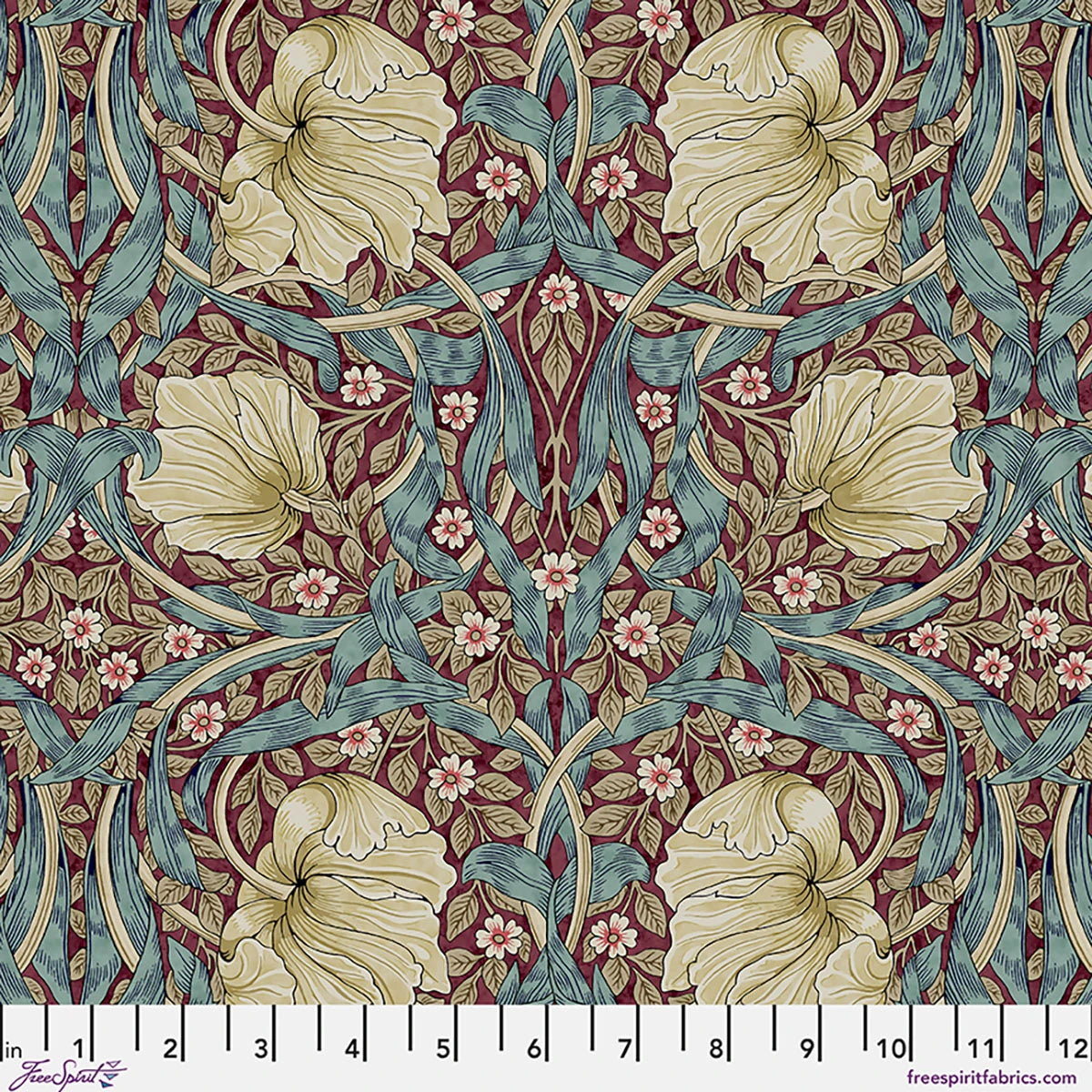 William Morris 'SM Pimpernel Teal Berry' Bomuld