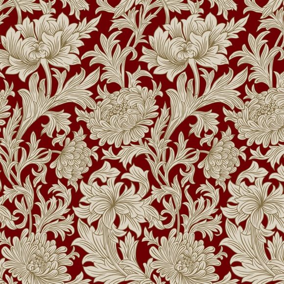 William Morris 'Chrysanthemum Tonal Crimson' Bomuld