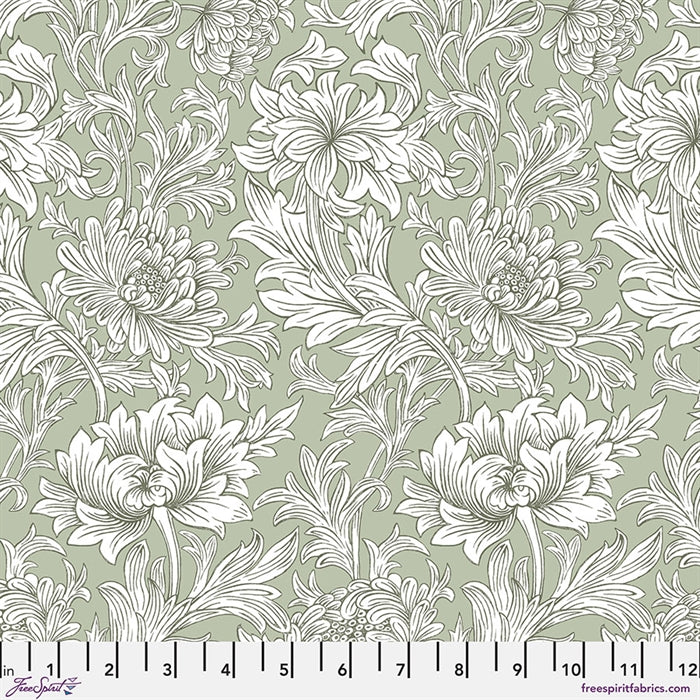 William Morris 'Chrysanthemum Tonal Olive' Bomuld