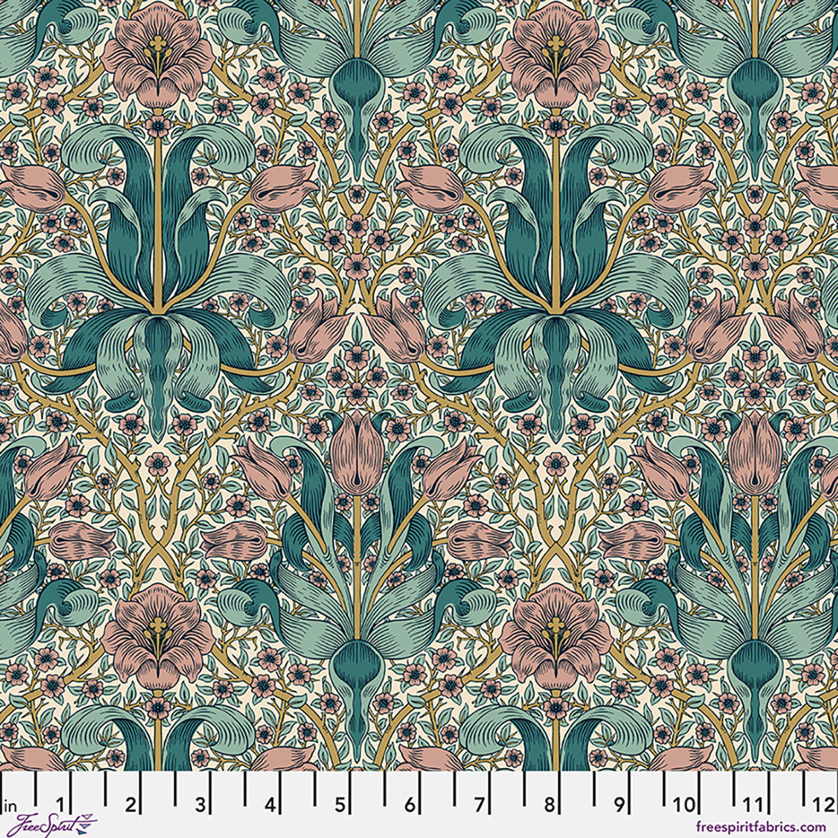 William Morris 'Spring Thicket - Teal' Bomuld