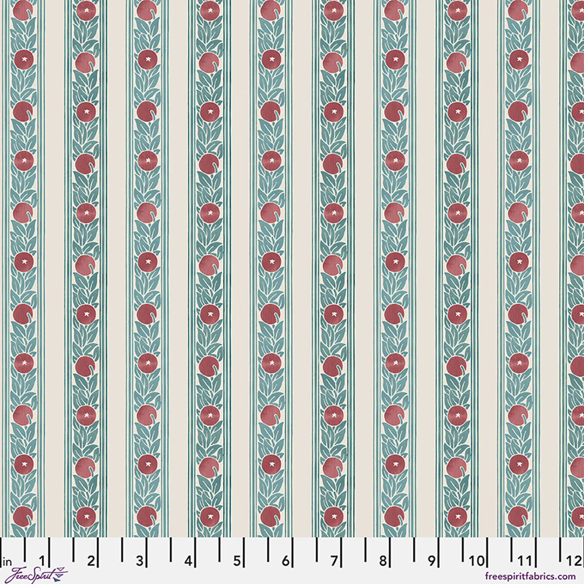 William Morris 'Fruit Stripe Plum' Bomuld