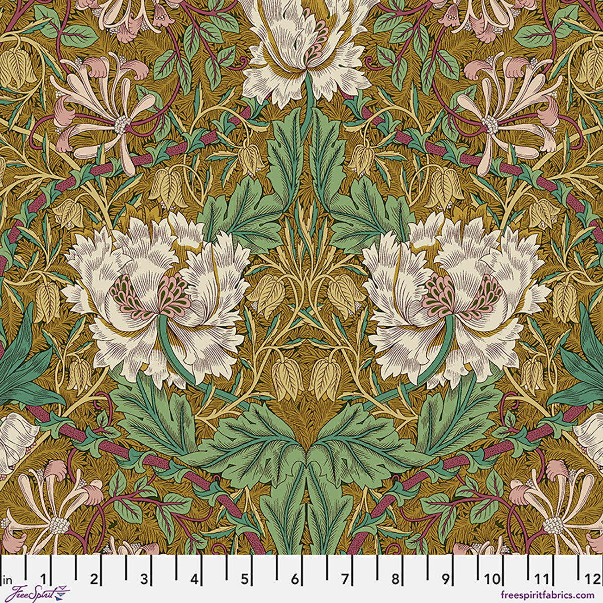 William Morris 'Honey Suckle & Tulip Gold' Bomuld