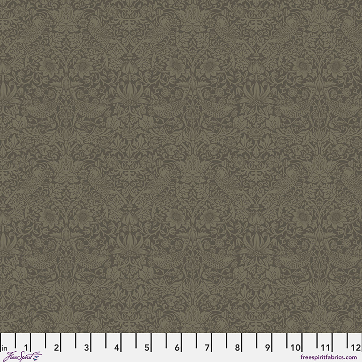 William Morris 'Tonal Strawberry Thief - Morris Trellis' Bomuld