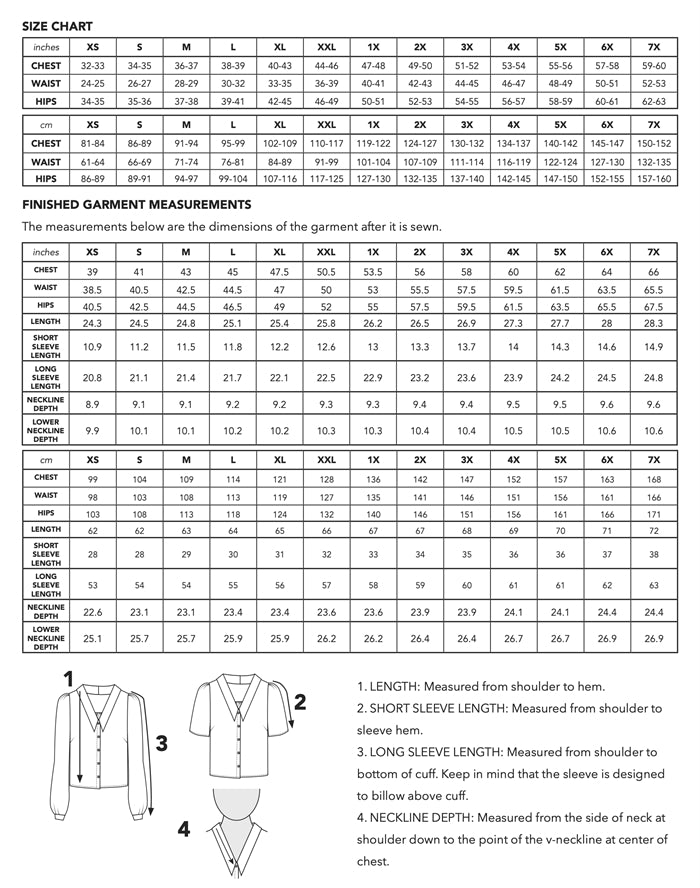Patina - symønster til bluse (str. XS-7X) | Friday Pattern Company