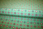 Mintgrøn silke crepe de chine med lille grafisk monogramprint