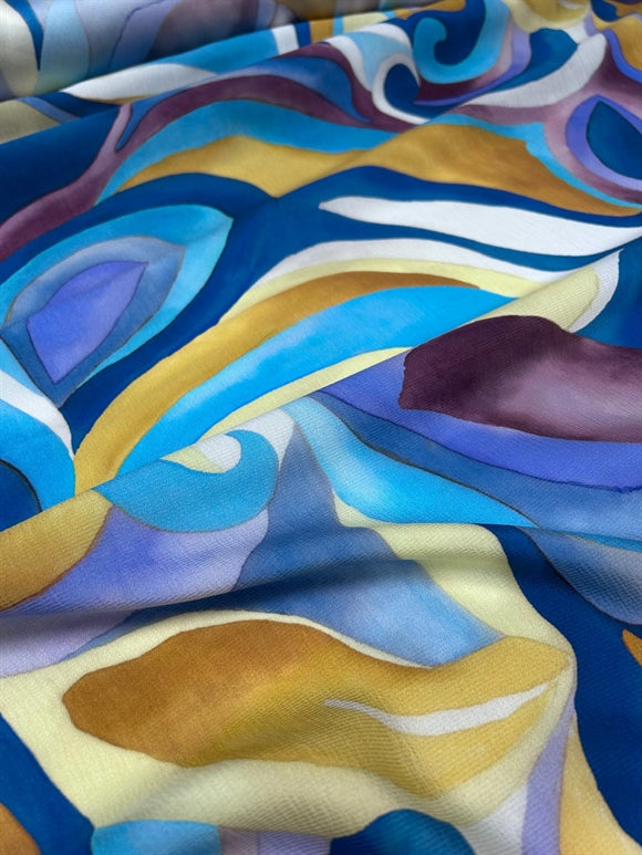 Serica Mediterranea III deadstock silkestof – nærbillede af abstrakt