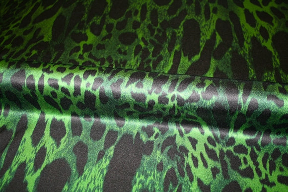 Sort/grøn leopard printet silke stretch