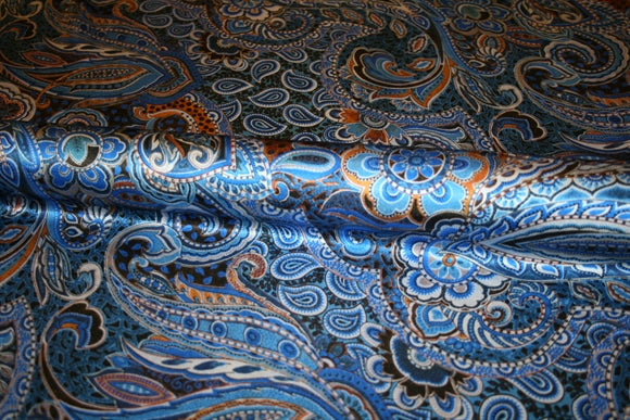 'Paisley Raso Blu' Silke
