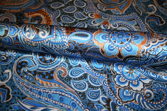 'Paisley Raso Blu' Silke