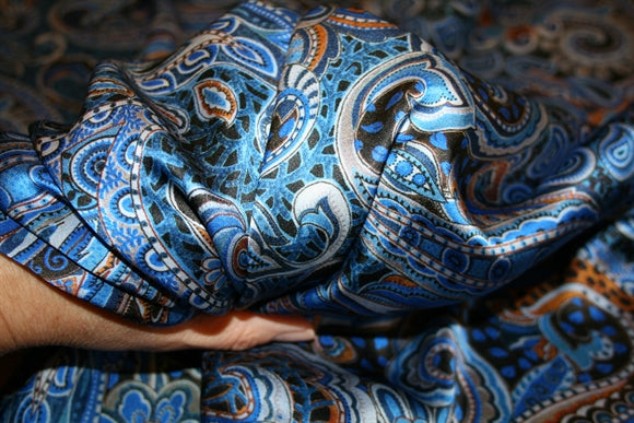 'Paisley Raso Blu' Silke
