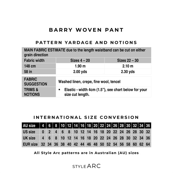 Barry - symønster til bukser (str. 32-44) | Style Arc