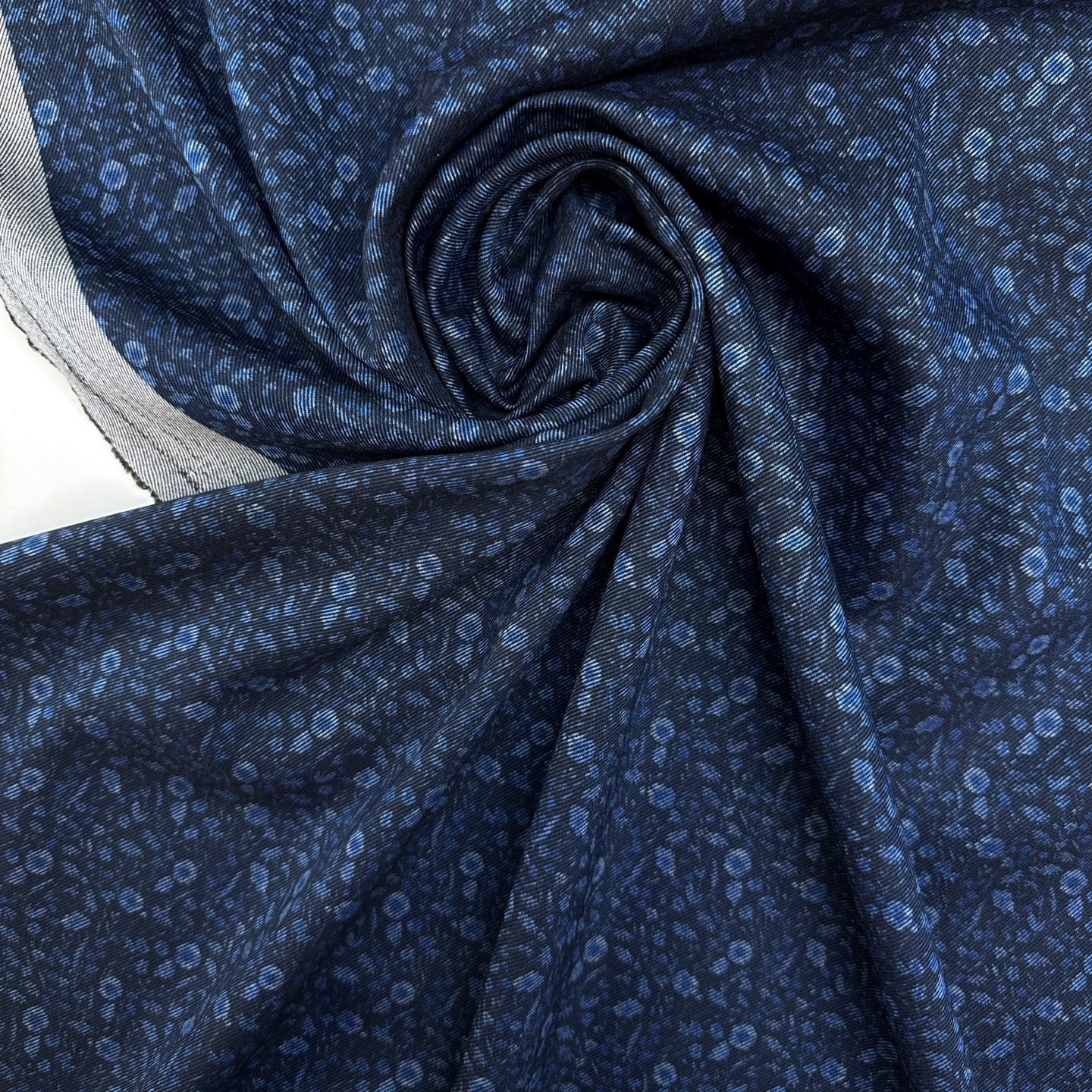Fiori Blu Denim - blomstret uldblanding