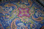 'Scarf Paisley Blu' Silke - Uld