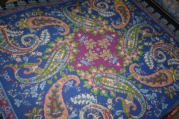'Scarf Paisley Blu' Silke - Uld