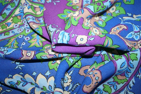 'Scarf Paisley Blu' Silke - Uld
