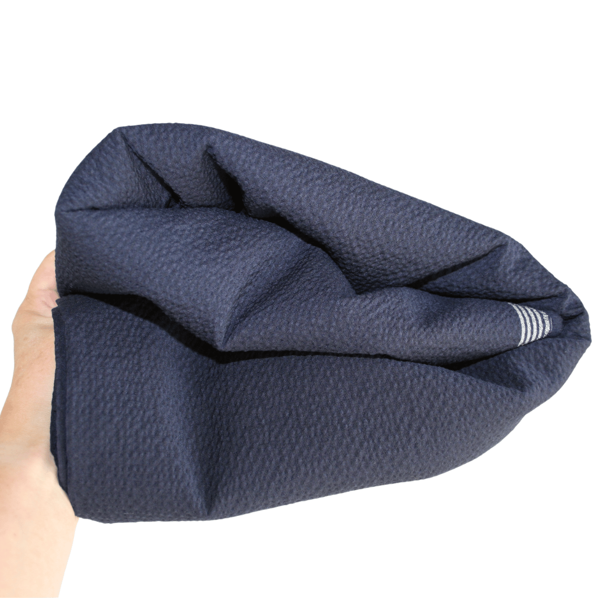 Stofrest 3,2 m. navy seersucker uld