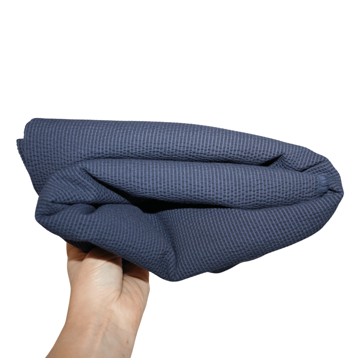 Stofrest 1,95 m. navy seersucker uld