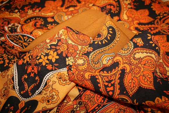 'Scarf Paisley Orange' Silke - Uld