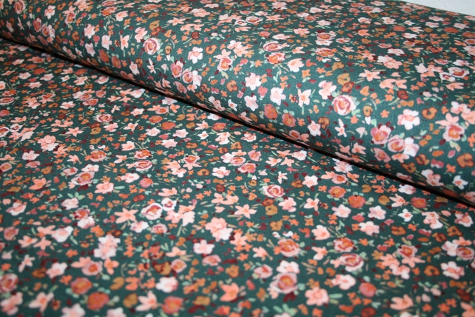 'Flowers Green' Bomuld Jersey