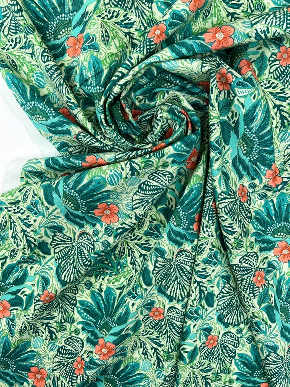 'Fleurs Vertes' Viscose