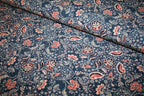 'Blue Flowers' Viscose Poplin