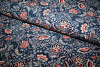 'Blue Flowers' Viscose Poplin