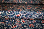 'Blue Flowers' Viscose Poplin