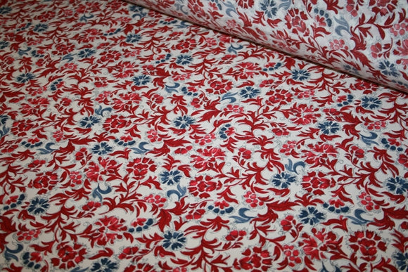 'Floraison Rouge et Bleu' Viscose