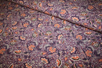 'Purple Flowers' Viskose Poplin
