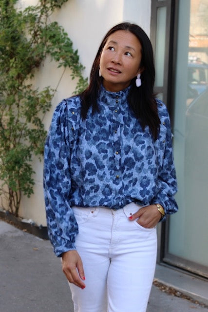 'Leopard Blu' Viskose
