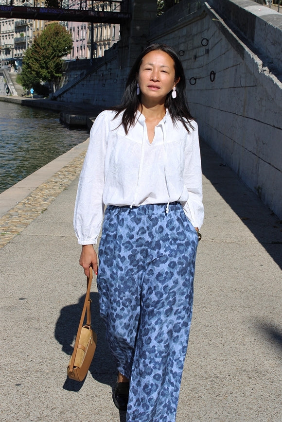 'Leopard Blu' Viskose