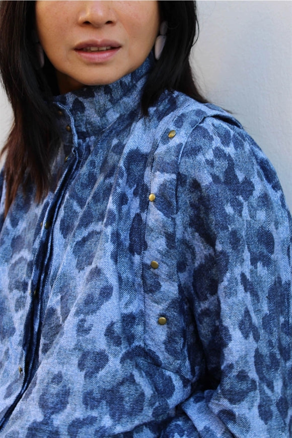 'Leopard Blu' Viskose