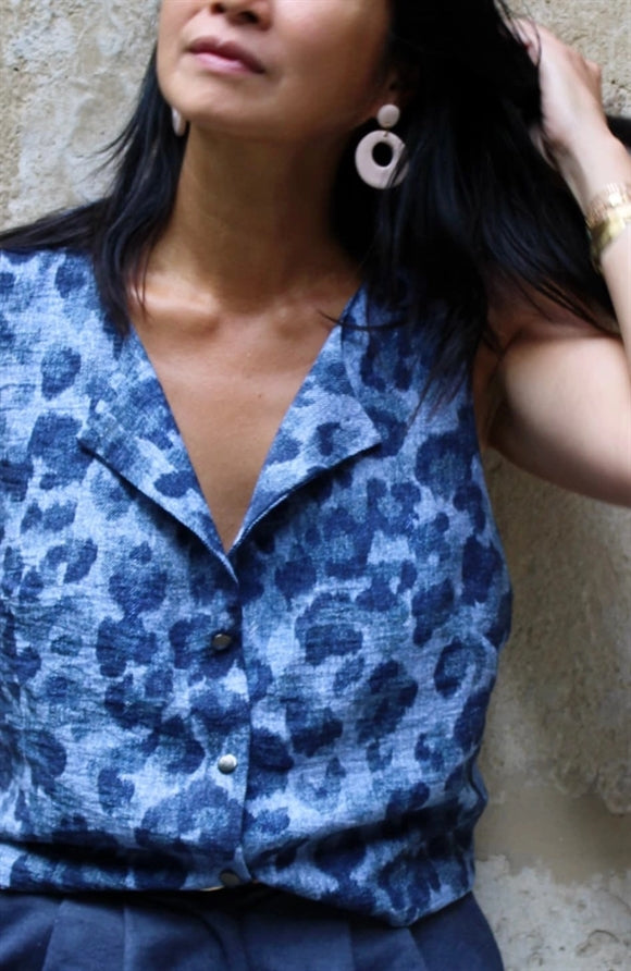 'Leopard Blu' Viskose