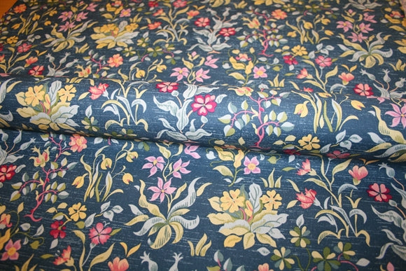 William Morris 'Flowers by May Navy' Bomuld
