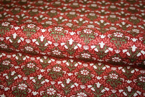 William Morris 'Bellflowers Red' Bomuld