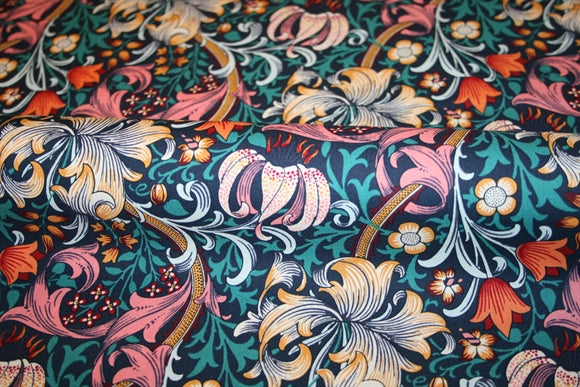 William Morris 'Golden Lily Teal' Bomuld
