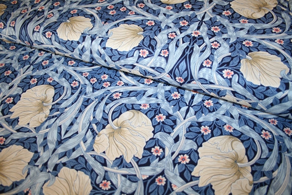 William Morris 'Small Pimpernel Blue' Bomuld