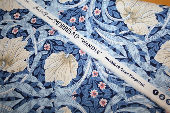 William Morris 'Small Pimpernel Blue' Bomuld