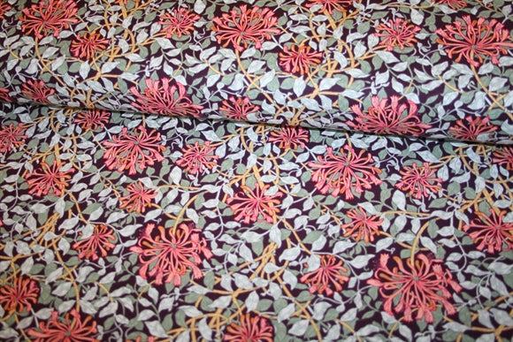 William Morris 'Honeysuckle Mulberry' Bomuld