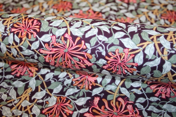William Morris 'Honeysuckle Mulberry' Bomuld