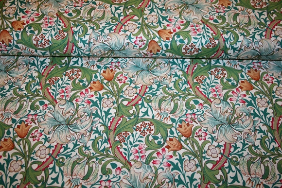 William Morris 'Golden Lily Fuchsia' Bomuld