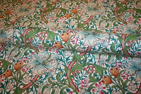 William Morris 'Golden Lily Fuchsia' Bomuld