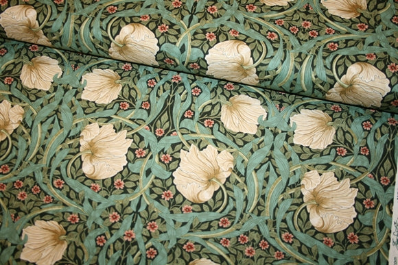 William Morris 'Small Pimpernel Green' Bomuld