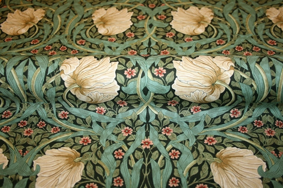 William Morris 'Small Pimpernel Green' Bomuld