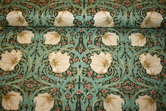 William Morris 'Small Pimpernel Green' Bomuld