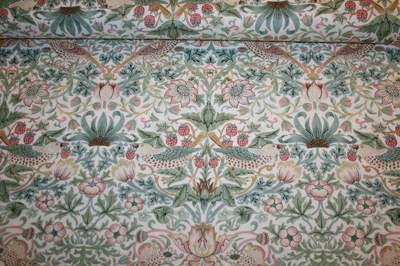 William Morris 'Strawberry Thief Olive' Bomuld