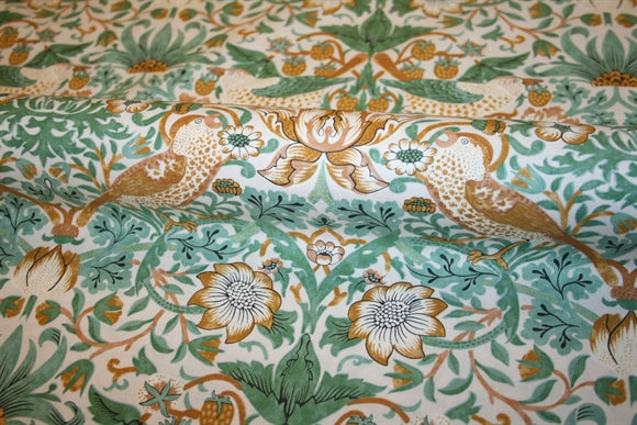 William Morris 'Strawberry Thief Mint' Bomuld