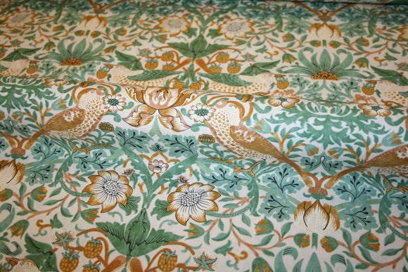 William Morris 'Strawberry Thief Mint' Bomuld
